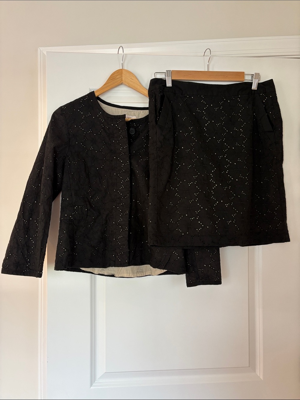LOFT Black Embroidered Suit Set